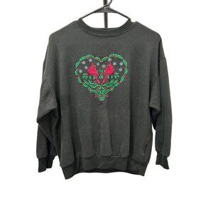 Vintage Nutcracker Medium Crewneck Sweater With Heart Cardinal Design